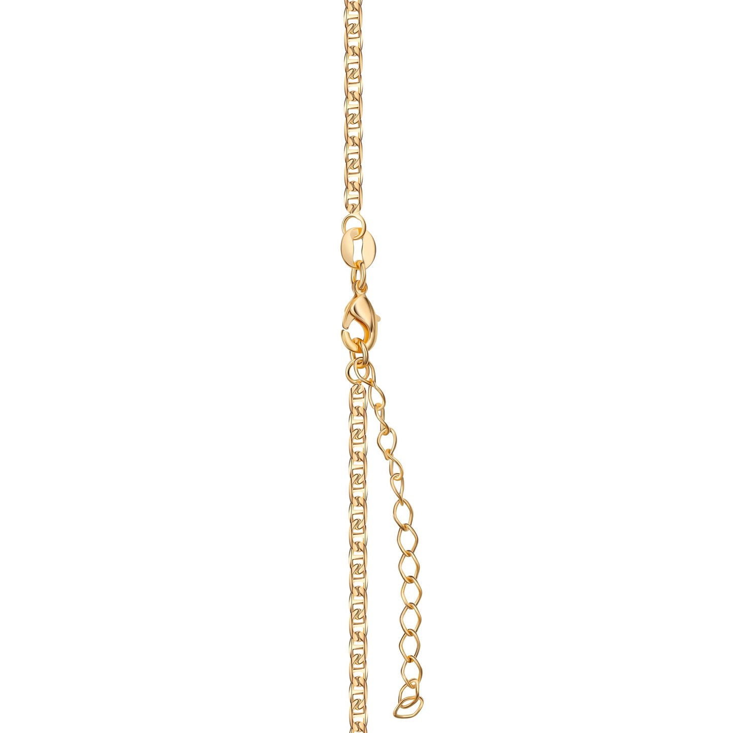 Barzel 18K Gold Plated Initial Necklace with Diamond Cut Initial,18" Chain with 2" Extension, Waterproof, High Polish Finish, Made in Brazil (N)