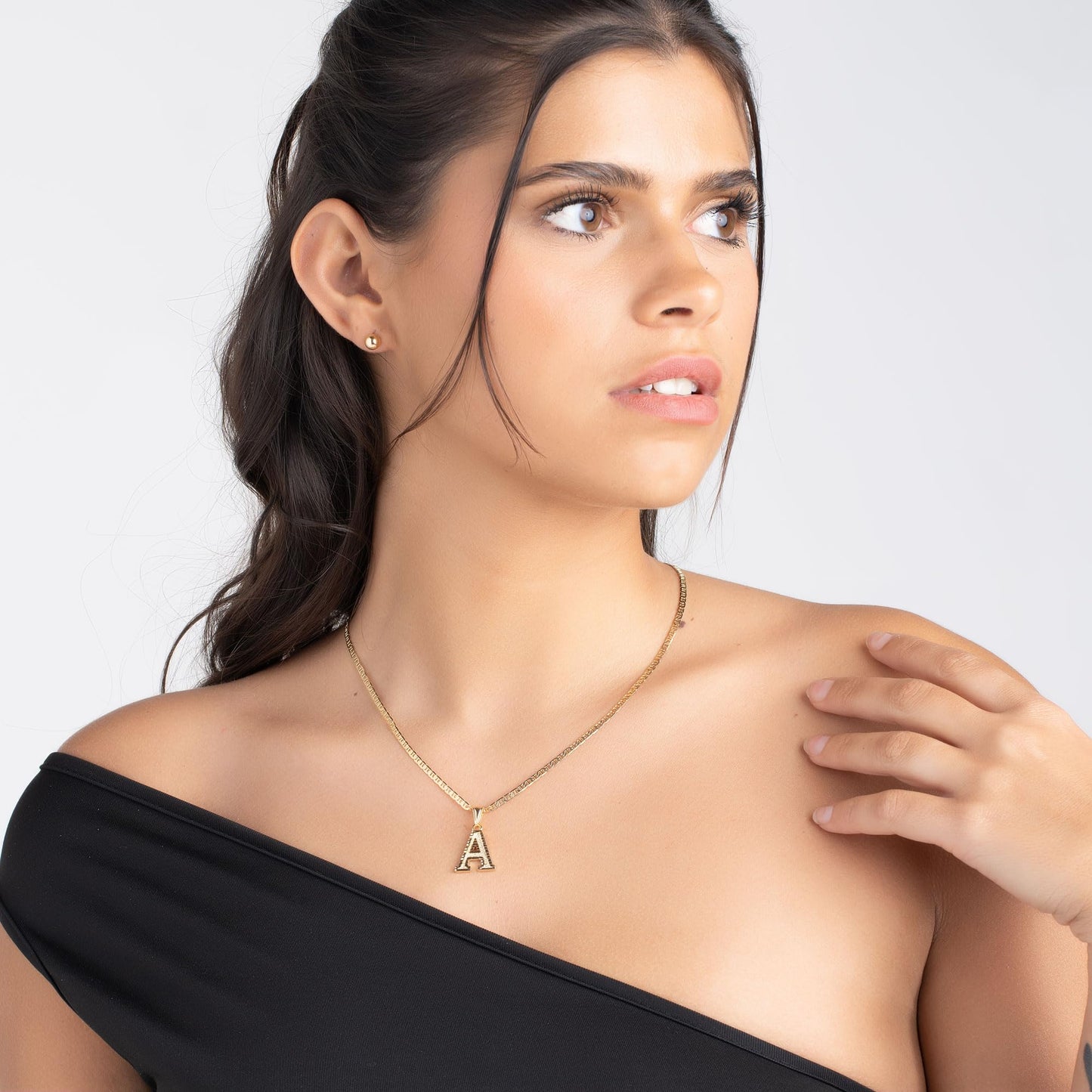 Barzel 18K Gold Plated Initial Necklace with Diamond Cut Initial,18" Chain with 2" Extension, Waterproof, High Polish Finish, Made in Brazil (N)