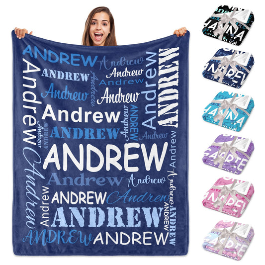 Personalized Blanket, Custom Throw Blanket with Name for Adult and Kids, Gifts Christmas for Grandkids, Teen Girls Boys, Men, Women, Girl Birthday Gifts, Customized Soft Warm Flannel Blanket