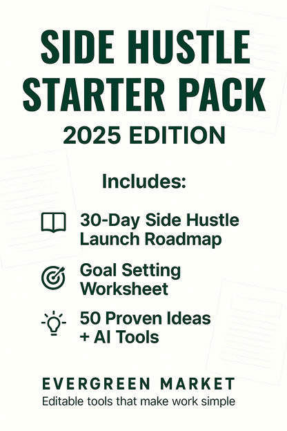 Side Hustle Starter Pack 2025 Edition — 50 Proven Ideas + AI Tools + Step-by-Step Launch System